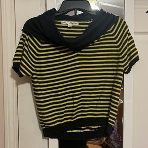 Yellow and Navy Striped Sweater Tee